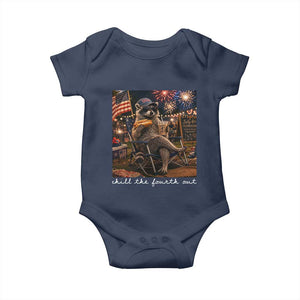 Funny Raccoon 4th of July Baby Onesie Chill The Fourth Out TS14 Navy Print Your Wear