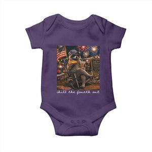 Funny Raccoon 4th of July Baby Onesie Chill The Fourth Out TS14 Purple Print Your Wear