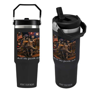 Funny Raccoon 4th of July Flip Straw Tumbler Chill The Fourth Out TS14 One Size: 30 oz Black Print Your Wear