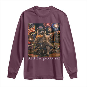 Funny Raccoon 4th of July Long Sleeve Shirt Chill The Fourth Out TS14 Maroon Print Your Wear