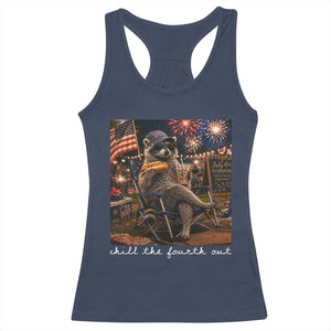 Funny Raccoon 4th of July Racerback Tank Top Chill The Fourth Out TS14 Navy Print Your Wear