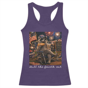 Funny Raccoon 4th of July Racerback Tank Top Chill The Fourth Out TS14 Purple Print Your Wear
