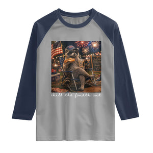 Funny Raccoon 4th of July Raglan Shirt Chill The Fourth Out TS14 Sport Gray Navy Print Your Wear