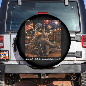 Funny Raccoon 4th of July Spare Tire Cover Chill The Fourth Out TS14 No hole Black Print Your Wear
