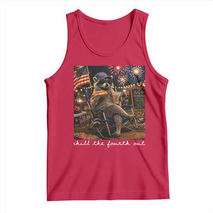 Funny Raccoon 4th of July Tank Top Chill The Fourth Out TS14 Red Print Your Wear