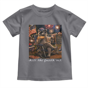 Funny Raccoon 4th of July Toddler T Shirt Chill The Fourth Out TS14 Charcoal Print Your Wear