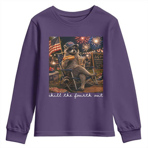 Funny Raccoon 4th of July Youth Sweatshirt Chill The Fourth Out TS14 Purple Print Your Wear