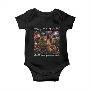 4th of July Bigfoot Baby Onesie Patriotic Sasquatch American Flag Party Festival TS14 Black Print Your Wear