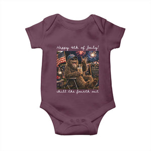 4th of July Bigfoot Baby Onesie Patriotic Sasquatch American Flag Party Festival TS14 Maroon Print Your Wear