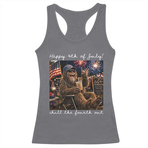 4th of July Bigfoot Racerback Tank Top Patriotic Sasquatch American Flag Party Festival TS14 Charcoal Print Your Wear