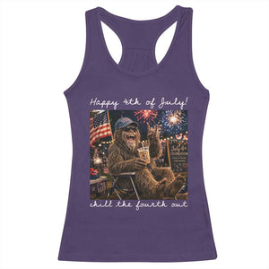 4th of July Bigfoot Racerback Tank Top Patriotic Sasquatch American Flag Party Festival TS14 Purple Print Your Wear