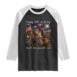 4th of July Bigfoot Raglan Shirt Patriotic Sasquatch American Flag Party Festival TS14 Black White Print Your Wear