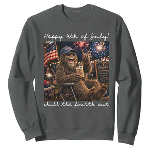4th of July Bigfoot Sweatshirt Patriotic Sasquatch American Flag Party Festival TS14 Dark Heather Print Your Wear