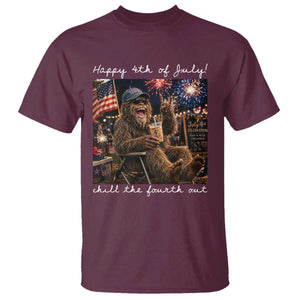 4th of July Bigfoot T Shirt Patriotic Sasquatch American Flag Party Festival TS14 Maroon Print Your Wear