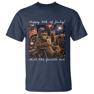 4th of July Bigfoot T Shirt Patriotic Sasquatch American Flag Party Festival TS14 Navy Print Your Wear