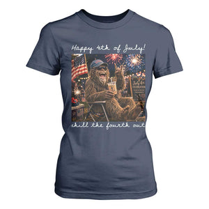 4th of July Bigfoot T Shirt For Women Patriotic Sasquatch American Flag Party Festival TS14 Navy Print Your Wear