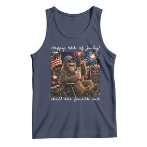 4th of July Bigfoot Tank Top Patriotic Sasquatch American Flag Party Festival TS14 Navy Print Your Wear