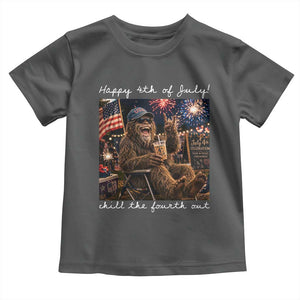 4th of July Bigfoot Toddler T Shirt Patriotic Sasquatch American Flag Party Festival TS14 Dark Heather Print Your Wear