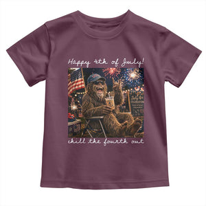 4th of July Bigfoot Toddler T Shirt Patriotic Sasquatch American Flag Party Festival TS14 Maroon Print Your Wear