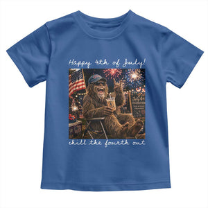 4th of July Bigfoot Toddler T Shirt Patriotic Sasquatch American Flag Party Festival TS14 Royal Blue Print Your Wear