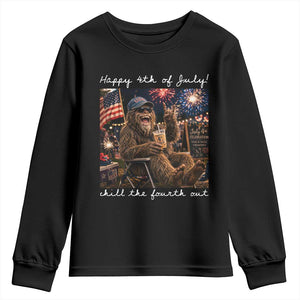 4th of July Bigfoot Youth Sweatshirt Patriotic Sasquatch American Flag Party Festival TS14 Black Print Your Wear
