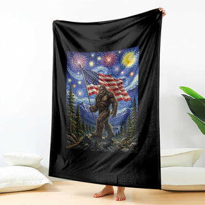 Bigfoot Patriotic 250 Years of Freedom Throw Blanket American USA Flag Stary Night TS14 Print Your Wear