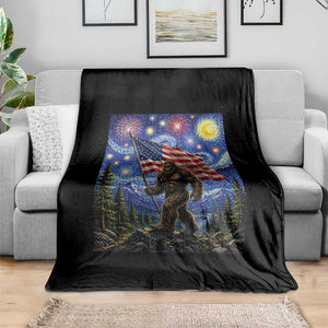 Bigfoot Patriotic 250 Years of Freedom Throw Blanket American USA Flag Stary Night TS14 Print Your Wear
