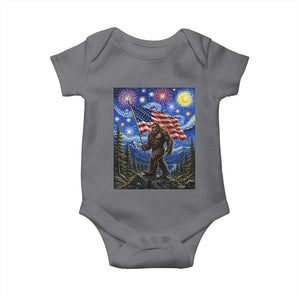 Bigfoot Patriotic 250 Years of Freedom Baby Onesie American USA Flag Stary Night TS14 Charcoal Print Your Wear
