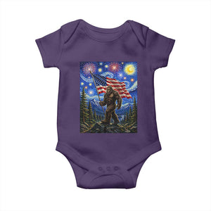 Bigfoot Patriotic 250 Years of Freedom Baby Onesie American USA Flag Stary Night TS14 Purple Print Your Wear