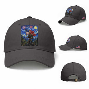 Bigfoot Patriotic 250 Years of Freedom Baseball Cap American USA Flag Stary Night TS14 Baseball Cap Universal Fit Dark Gray Print Your Wear