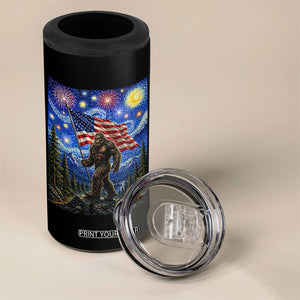 Bigfoot Patriotic 250 Years of Freedom 4 in 1 Can Cooler Tumbler American USA Flag Stary Night TS14 Print Your Wear