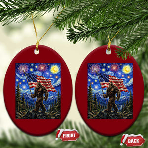 Bigfoot Patriotic 250 Years of Freedom Ceramic Ornament American USA Flag Stary Night TS14 Print Your Wear