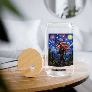 Bigfoot Patriotic 250 Years of Freedom Glass Can American USA Flag Stary Night TS14 Print Your Wear