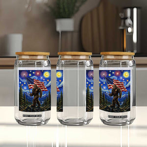Bigfoot Patriotic 250 Years of Freedom Glass Can American USA Flag Stary Night TS14 Print Your Wear
