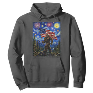 Bigfoot Patriotic 250 Years of Freedom Hoodie American USA Flag Stary Night TS14 Dark Heather Print Your Wear