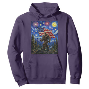 Bigfoot Patriotic 250 Years of Freedom Hoodie American USA Flag Stary Night TS14 Purple Print Your Wear