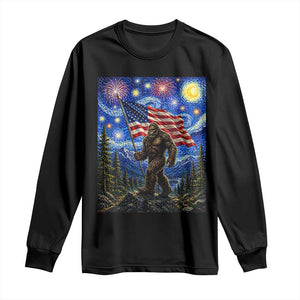 Bigfoot Patriotic 250 Years of Freedom Long Sleeve Shirt American USA Flag Stary Night TS14 Black Print Your Wear