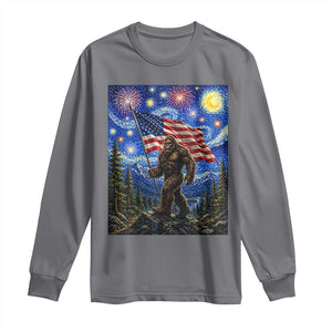 Bigfoot Patriotic 250 Years of Freedom Long Sleeve Shirt American USA Flag Stary Night TS14 Charcoal Print Your Wear