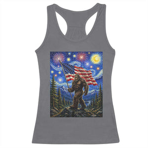 Bigfoot Patriotic 250 Years of Freedom Racerback Tank Top American USA Flag Stary Night TS14 Charcoal Print Your Wear