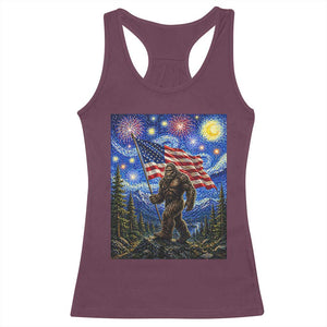 Bigfoot Patriotic 250 Years of Freedom Racerback Tank Top American USA Flag Stary Night TS14 Maroon Print Your Wear