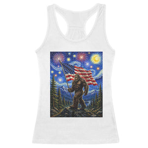 Bigfoot Patriotic 250 Years of Freedom Racerback Tank Top American USA Flag Stary Night TS14 White Print Your Wear