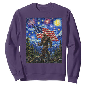 Bigfoot Patriotic 250 Years of Freedom Sweatshirt American USA Flag Stary Night TS14 Purple Print Your Wear