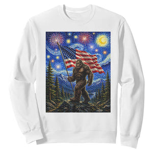 Bigfoot Patriotic 250 Years of Freedom Sweatshirt American USA Flag Stary Night TS14 White Print Your Wear