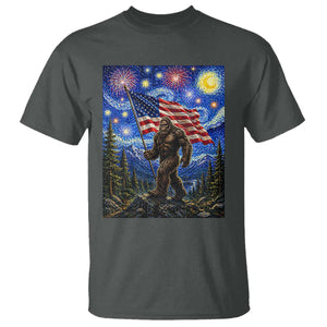 Bigfoot Patriotic 250 Years of Freedom T Shirt American USA Flag Stary Night TS14 Dark Heather Print Your Wear