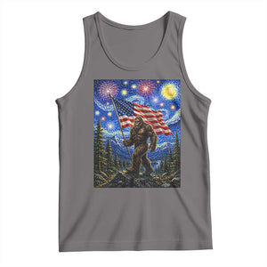 Bigfoot Patriotic 250 Years of Freedom Tank Top American USA Flag Stary Night TS14 Deep Heather Print Your Wear