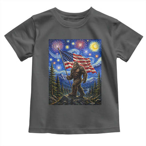 Bigfoot Patriotic 250 Years of Freedom Toddler T Shirt American USA Flag Stary Night TS14 Dark Heather Print Your Wear