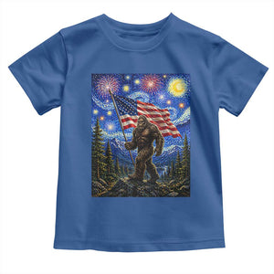 Bigfoot Patriotic 250 Years of Freedom Toddler T Shirt American USA Flag Stary Night TS14 Royal Blue Print Your Wear