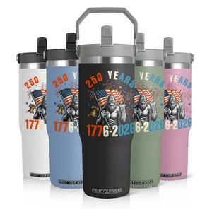 250th Anniversary USA Flip Straw Tumbler Bigfoot American Flag Patriotic 4th of July TS14 Print Your Wear