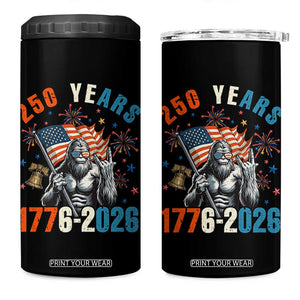 250th Anniversary USA 4 in 1 Can Cooler Tumbler Bigfoot American Flag Patriotic 4th of July TS14 One Size: 16 oz Black Print Your Wear