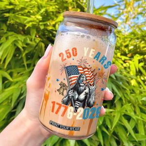 250th Anniversary USA Glass Can Bigfoot American Flag Patriotic 4th of July TS14 Black Print Your Wear